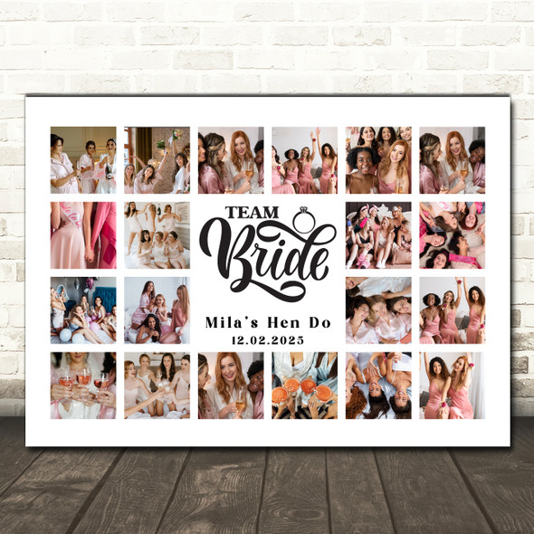 Photo Collage Hen Do Custom Gift For Bride 20-Photo Team Bride Print Or Canvas Photo Collage Hen Do Custom Gift For Bride 20-Photo Team Bride Print Or Canvas