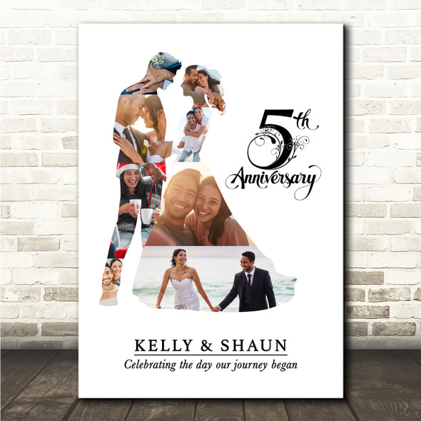 Photo Collage 5th Wedding Anniversary Custom Gift Photo Couple Print Or Canvas