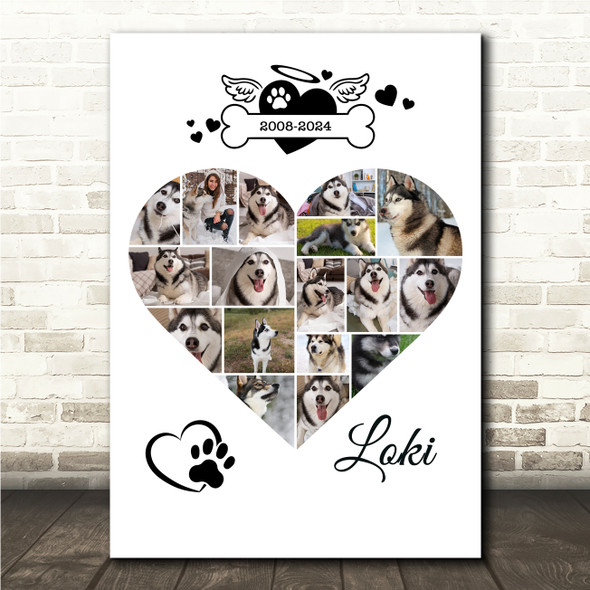 Photo Collage Pets Memorial Gift For Anyone 17-Photo Dog Bone Print Or Canvas Photo Collage Pets Memorial Gift For Anyone 17-Photo Dog Bone Print Or Canvas