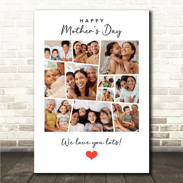 Photo Collage Gift For Anyone Mother's Day 11-Photo Red Heart Print Or Canvas