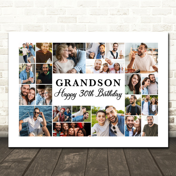 Photo Collage 30th Birthday Custom Gift For Grandson 22-Photo Print Or Canvas