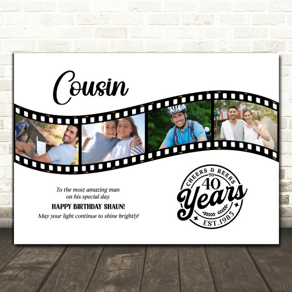 Photo Collage 40th Birthday Gift For Cousin Photo Camera Film Print Or Canvas