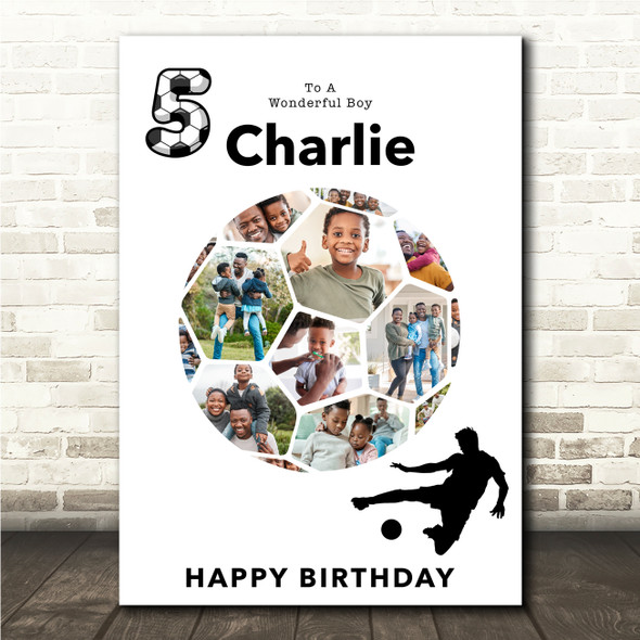 Photo Collage Print Canvas Kids Birthday Gift For Boys Any Age 14-Photo Football