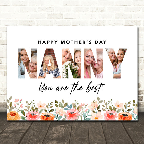 Photo Collage Gift For Nanny Mother's Day 3-Photo Nanna You Are The Best Print