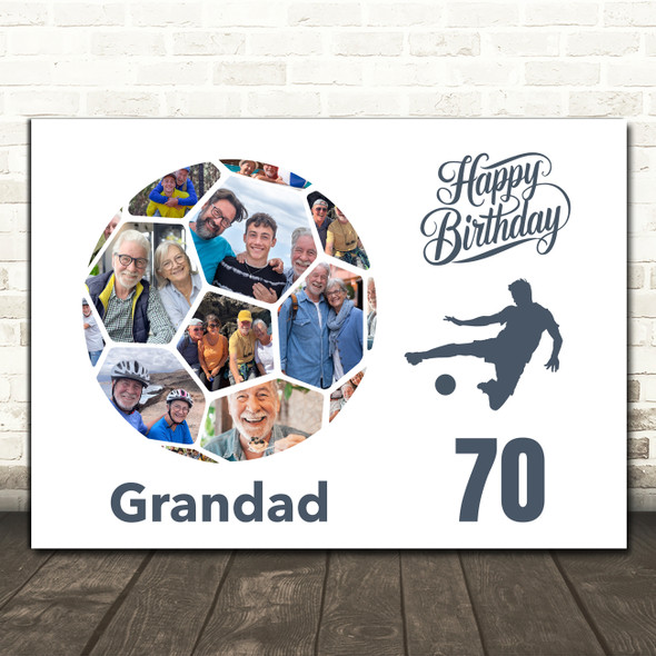 Photo Collage Print Or Canvas 70th Birthday Gift For Grandad 14-Photo Football