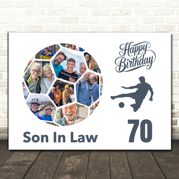 Photo Collage Print Canvas 70th Birthday Gift For Son-In-Law 14-Photo Football