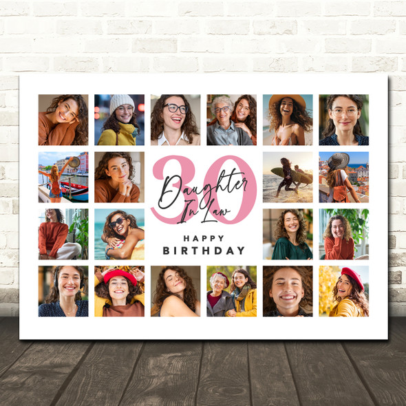 Photo Collage Print Or Canvas 30th Birthday Gift For Daughter-In-Law 20-Photo