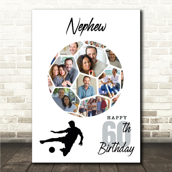 Photo Collage Print Or Canvas 60th Birthday Gift For Nephew 14-Photo Football