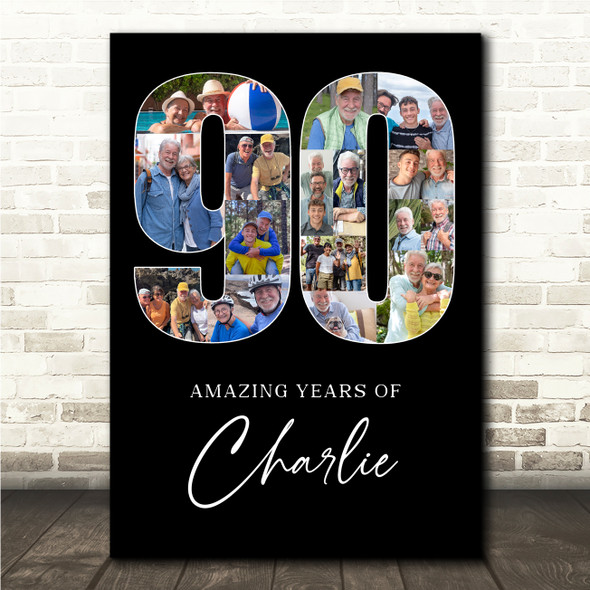 Photo Collage Print Or Canvas 90th Birthday 16-Photo Birthday Gift For Him 90