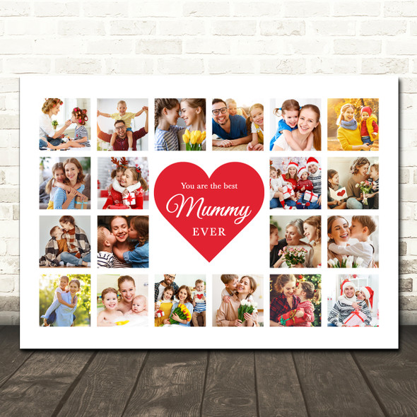 Photo Collage Print Or Canvas Gift For Mummy Mother's Day 20-Photo Red Heart