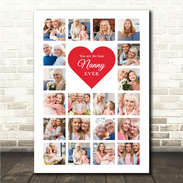 Photo Collage Print Or Canvas Gift For Nanny Mother's Day 20-Photo Red Heart