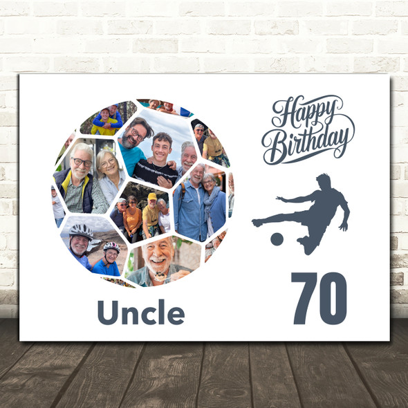 Photo Collage Print Or Canvas 70th Birthday Gift For Uncle 14-Photo Football