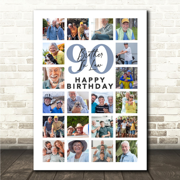 Photo Collage Print Or Canvas 90th Birthday Gift For Brother-In-Law 20-Photo