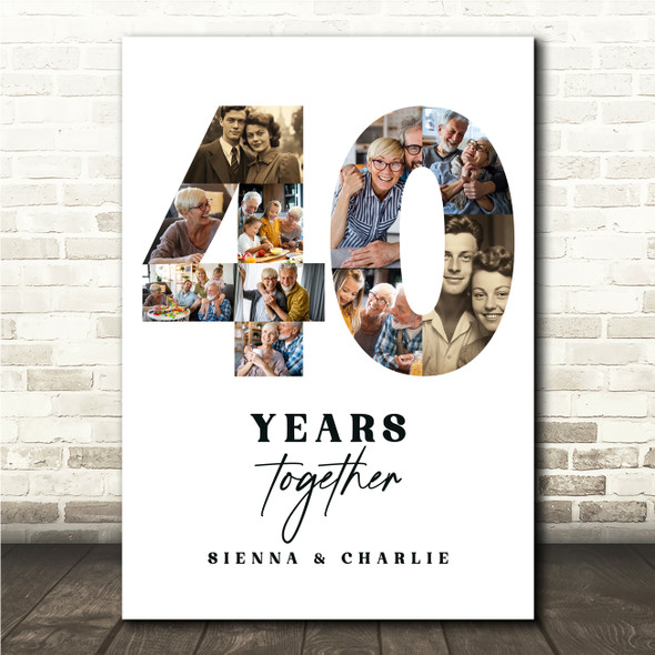 Photo Collage 40th Wedding Anniversary Gift 10-Photo 40 Years Together Print