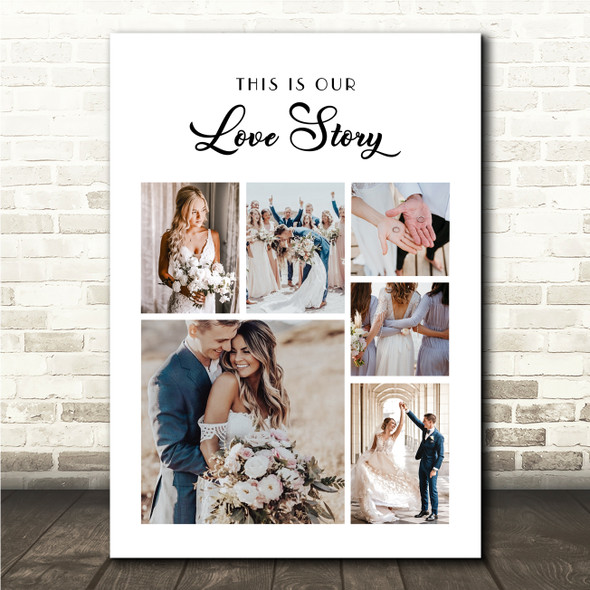 Photo Collage Wedding Gift For Husband Or Wife 6-Photo Our Love Story Print