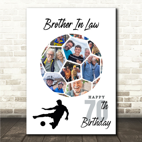 Photo Collage 70th Birthday Gift For Brother-In-Law 14-Photo Football Print