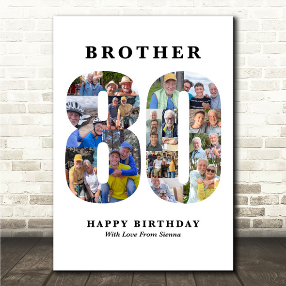 Photo Collage Print Or Canvas 80th Birthday Custom Gift For Him 16-Photo 80