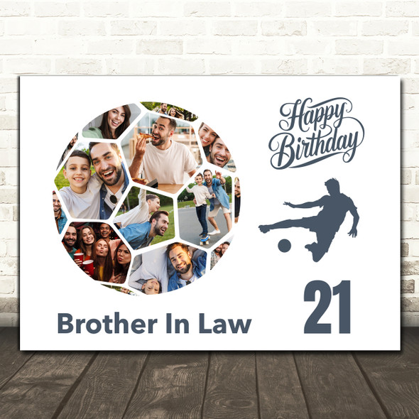 Photo Collage Print 21st Birthday Gift For Brother-In-Law 14-Photo Football