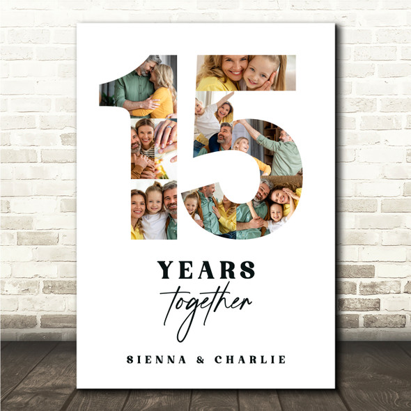 Photo Collage 15th Wedding Anniversary Gift 9-Photo 15 Years Together Print