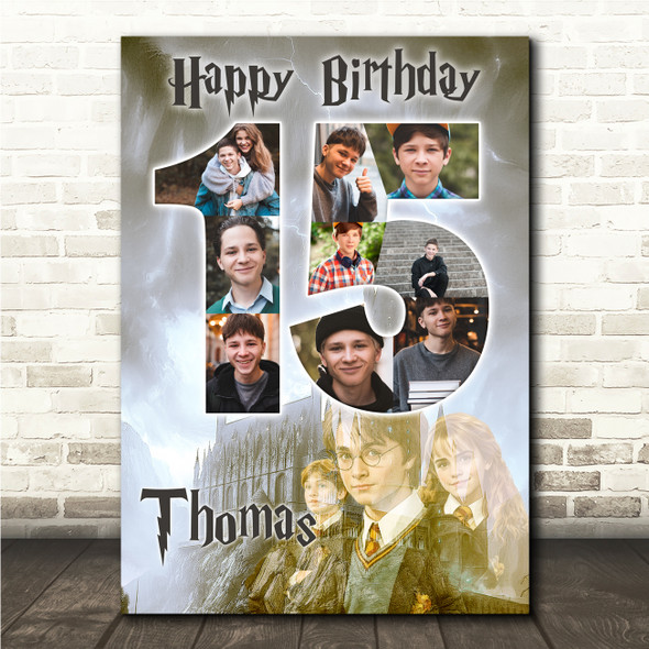 Photo Collage 9-Photo 15th Birthday Gift For Teen Boys Harry Potter Print Canvas