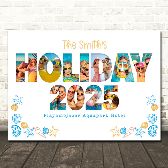 Photo Collage 11-Photo Family Holiday 2025 Seashell Gift For Anyone Print Canvas