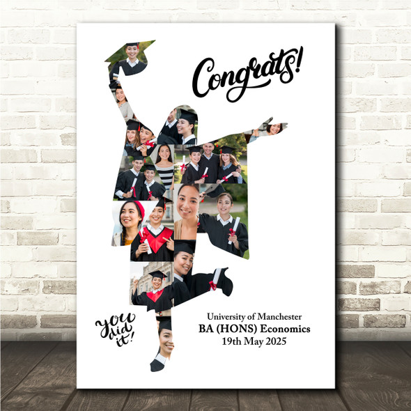 Photo Collage Graduation Gift For Student 15-Photo Female Graduate Print Canvas