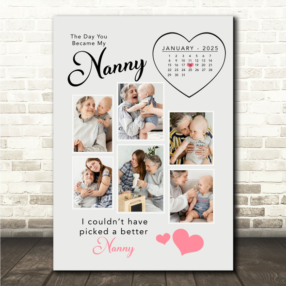 Photo Collage Gift For Nanny Mother's Day 6-Photo Calendar My Nan Print Canvas