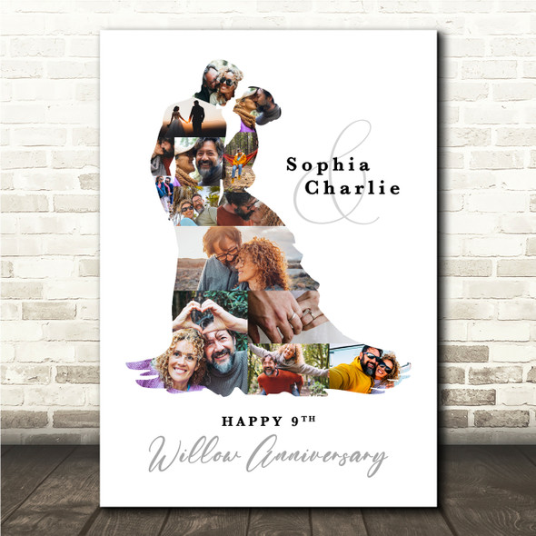 Photo Collage Willow Wedding 9th Anniversary Gift 14-Photo Couple Print Canvas