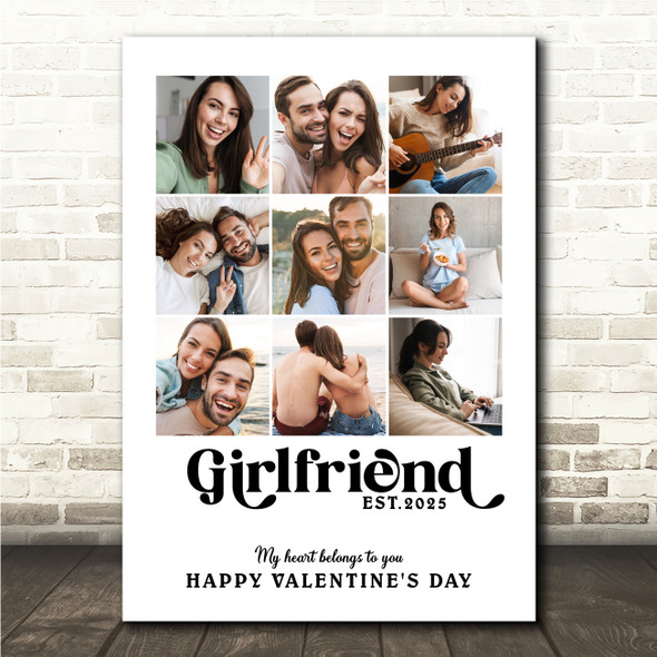 Photo Collage Valentine's Day 9-Photo Custom Gift For Girlfriend Print Or Canvas