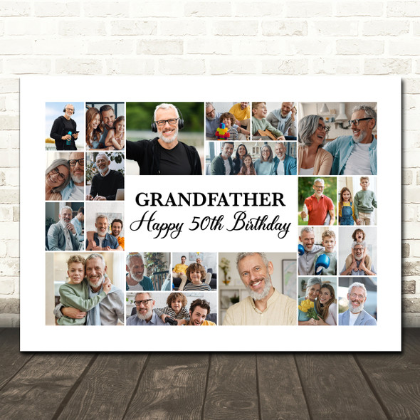 Photo Collage 50th Birthday Custom Gift For Grandfather 22-Photo Print Or Canvas