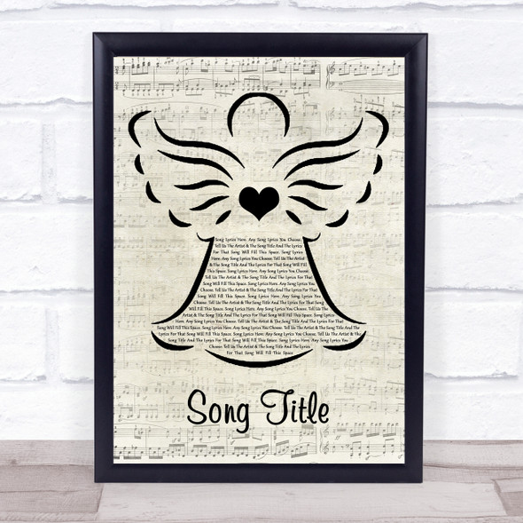 Dolly Parton I Will Always Love You Music Script Angel Song Lyric Wall Art Print - Or Any Song You Choose
