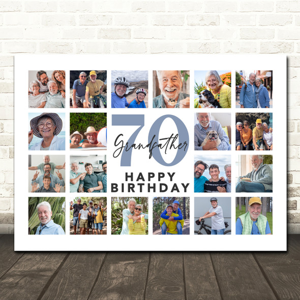 Photo Collage 70th Birthday Custom Gift For Grandfather 20-Photo Print Or Canvas