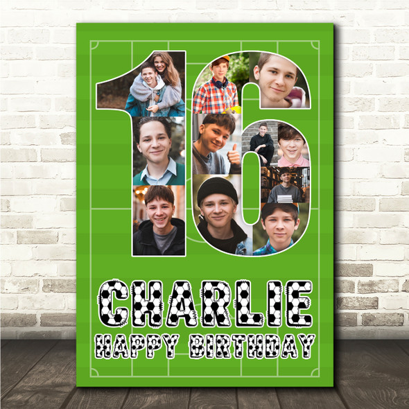 Photo Collage 11-Photo 16th Birthday Gift For Kids Boys Football Print Or Canvas