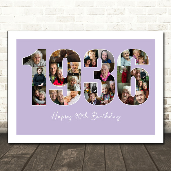 Photo Collage Purple Birthday Gift For Anyone 24-Photo Year 1935 Print Or Canvas