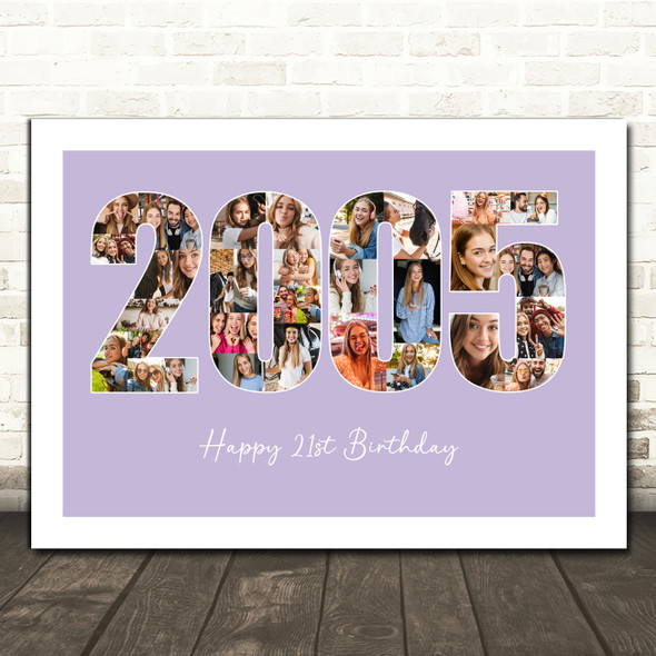Photo Collage Purple Birthday Gift For Anyone 33-Photo Year 2005 Print Or Canvas