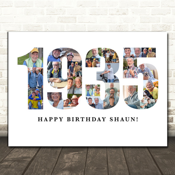 Photo Collage White Photo Birthday Custom Gift For Him Year 1935 Print Or Canvas