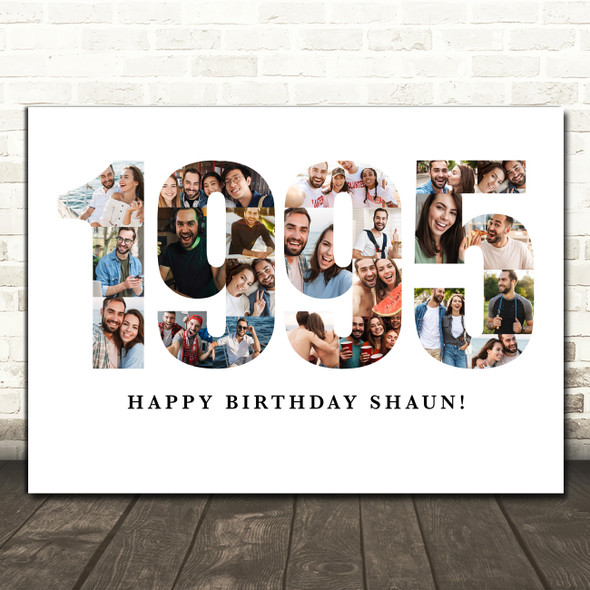 Photo Collage White Photo Birthday Custom Gift For Him Year 1995 Print Or Canvas
