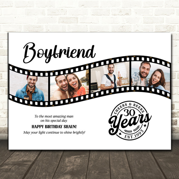 Photo Collage 30th Birthday Gift For Boyfriend 4-Photo Film Reel Print Or Canvas Photo Collage 30th Birthday Gift For Boyfriend 4-Photo Film Reel Print Or Canvas