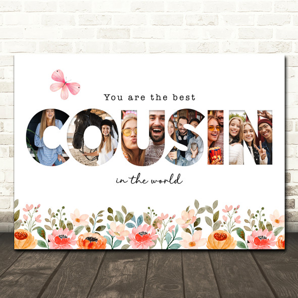 Photo Collage Floral 6-Photo Custom Gift For Cousin Any Occasion Print Or Canvas