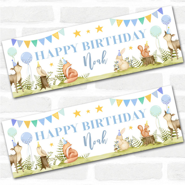 Personalised Party Banner For Birthday Male Woodland Animals