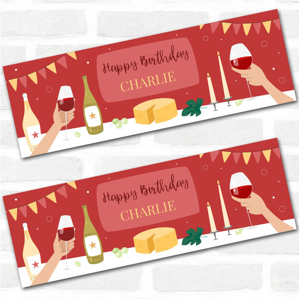 Personalised Party Banner For Birthday Wine Red Cheese