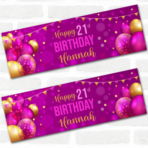 Personalised Party Banner For 21st Birthday Female Pink Gold Balloons Personalised Party Banner For 21st Birthday Female Pink Gold Balloons