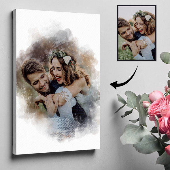 Personalised Watercolour Art Portrait From Photo, Couple Gift, Gift Her Him