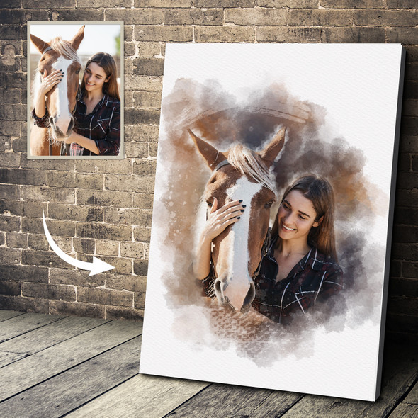 Personalised Watercolour Portrait From Photo, Unique Birthday Gift, Custom Framed Print Or Canvas