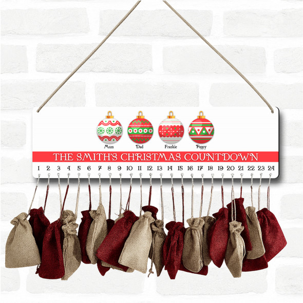 Personalised Christmas Advent Calendar Family Baubles DIY Xmas Countdown Sign Personalised Christmas Advent Calendar Family Baubles DIY Xmas Countdown Sign