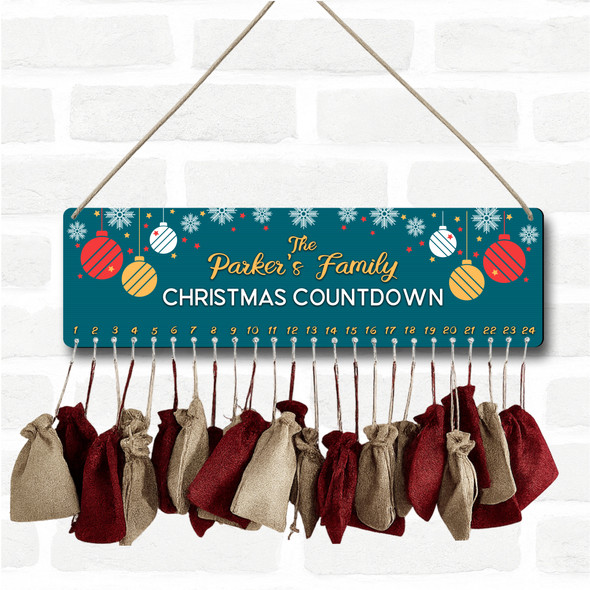 Personalised Christmas Advent Calendar Family Ornaments Xmas Countdown Sign Personalised Christmas Advent Calendar Family Ornaments Xmas Countdown Sign