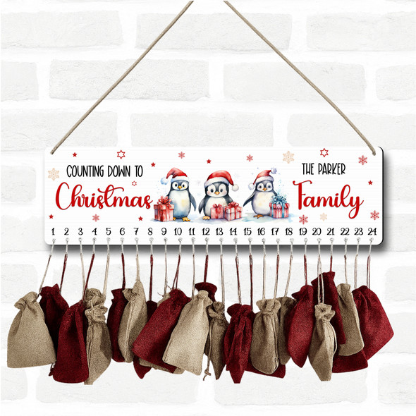 Personalised Christmas Advent Calendar Family Penguin DIY Xmas Countdown Sign Personalised Christmas Advent Calendar Family Penguin DIY Xmas Countdown Sign