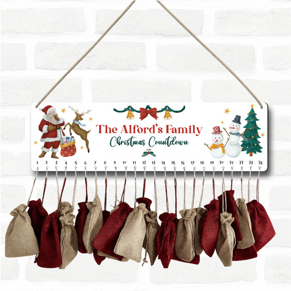 Personalised Christmas Advent Calendar Family Santa Xmas Countdown Sign Personalised Christmas Advent Calendar Family Santa Xmas Countdown Sign
