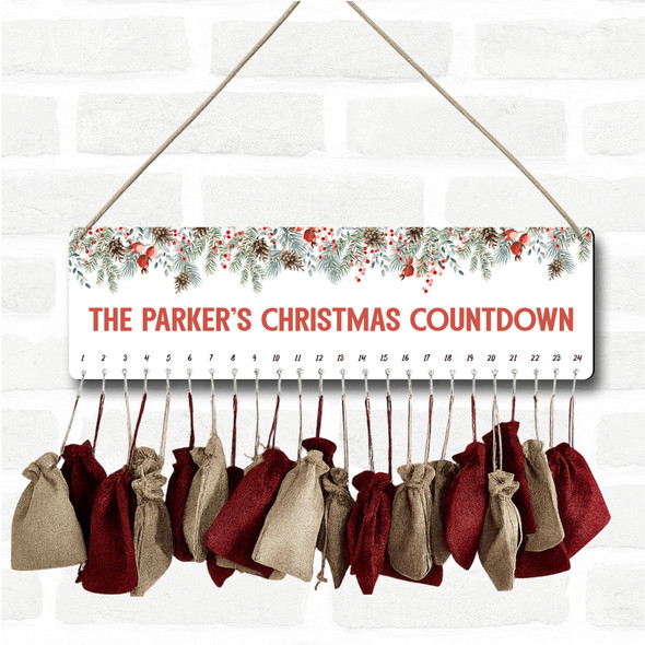 Personalised Christmas Advent Calendar Family Garland Xmas Countdown Sign Personalised Christmas Advent Calendar Family Garland Xmas Countdown Sign