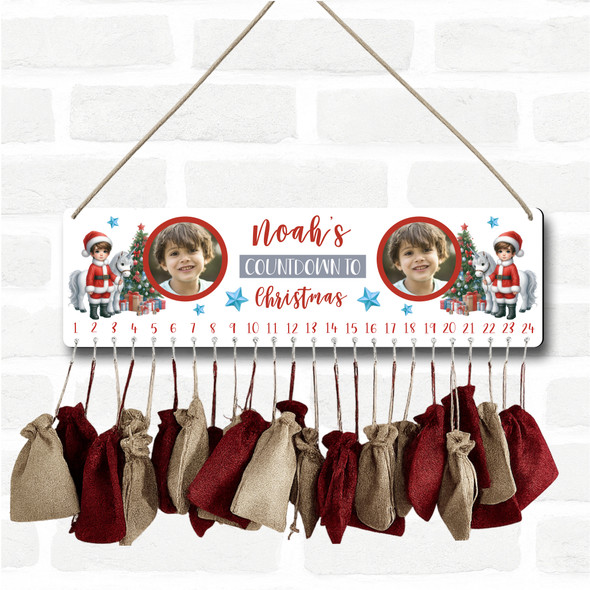 Personalised Christmas Advent Calendar Photo Boy Unicorn Xmas Countdown Sign Personalised Christmas Advent Calendar Photo Boy Unicorn Xmas Countdown Sign